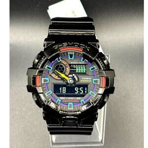Casio G-Shock GA700RGB-1A Mens Virtual Rainbow Glossy Black 53mm Watch NIBWT
